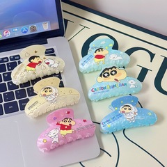 新しい三福の同じタイプのクレヨンの子供はかわいい漫画のプリントのヘアピンの後頭部をつかんでサメのクリップを出します。