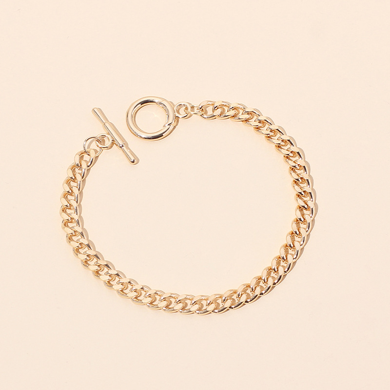 Hiphop geometric metal necklace bracelet set wholesalepicture4