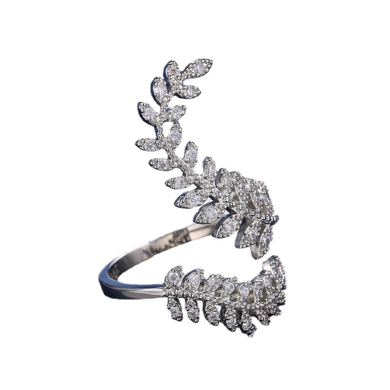 Adjustable Olive Leaf Ring In Alloy For Women Geometric Style_voghion.com