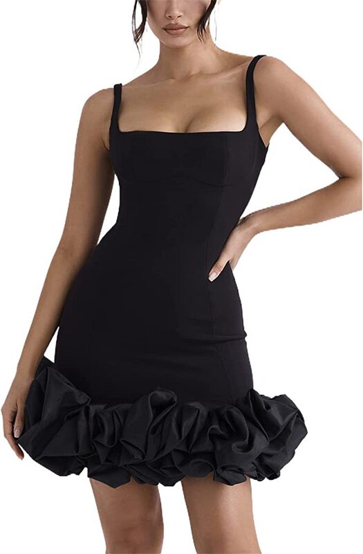 2023 European and American Cross-border Amazon Women's Dress Suspender Skirt Tube Top Ruffled Sexy Skirt Party Dress