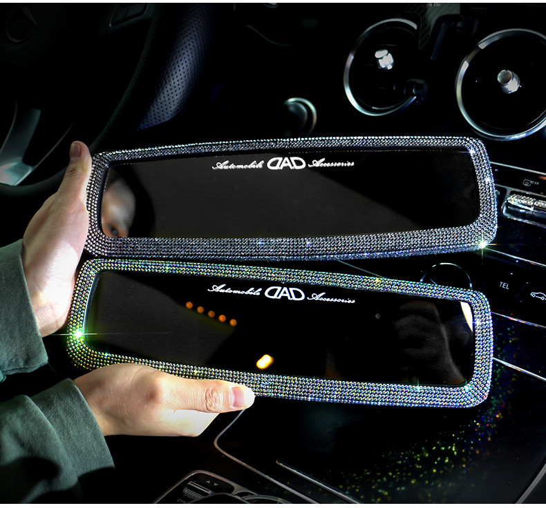 Car Rearview Mirror Decorative Cover, Cute Korean Diamond-Encrusted Car Supplies Mirror Cover, Car Reversing Mirror Decoration Collection