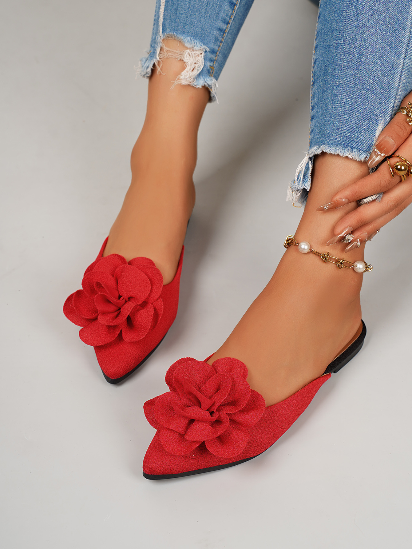 Women's Flat Slippers Floral Patterns Plus Size Lightweight Closed Toe Design Suitable For Summer_voghion.com