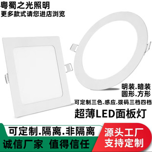 Led Panel Light Living Room Aisle Two-Color Embedded Kitchen and Bathroom Light 12W6W Round Flat Panel Light Manufacturer Wholesale