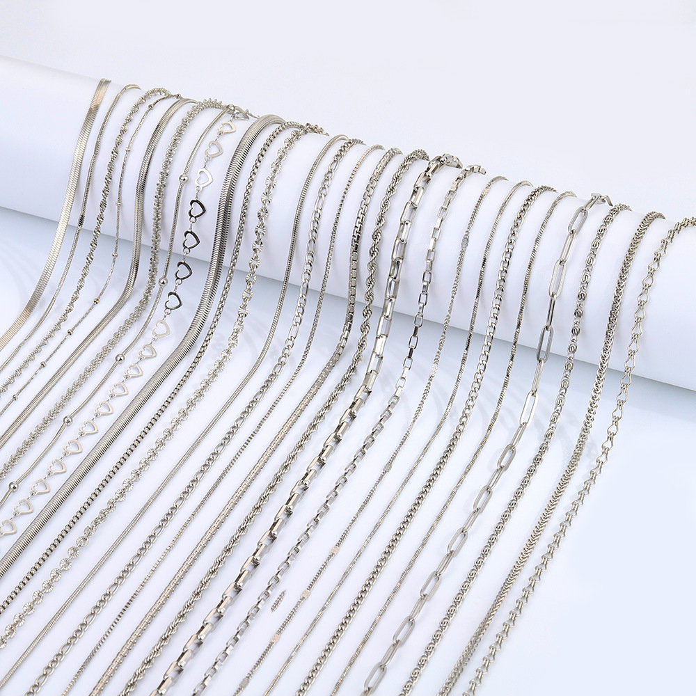 Two-tone Layered Chain Necklace Set Gold And Silver Minimalist_voghion.com