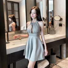 外贸女装夜店性感收腰显瘦无袖遮肚A摆短裙夜总会酒吧蹦迪连衣裙