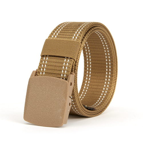 Cross-border nylon belt for men, outdoor sports tactical belt, smooth plastic buckle, metal-free canvas belt
