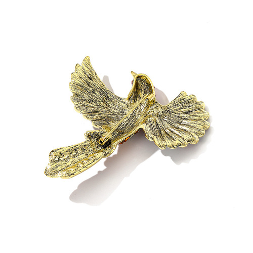 Diamond-encrusted vintage bird brooch, bird pin, hummingbird, large corsage, animal style, exaggerated European and American clothing accessories