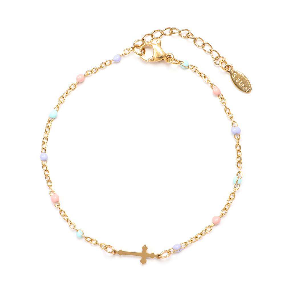 Stainless Steel Simple Style Cross Enamel Plating Bracelets display picture 16