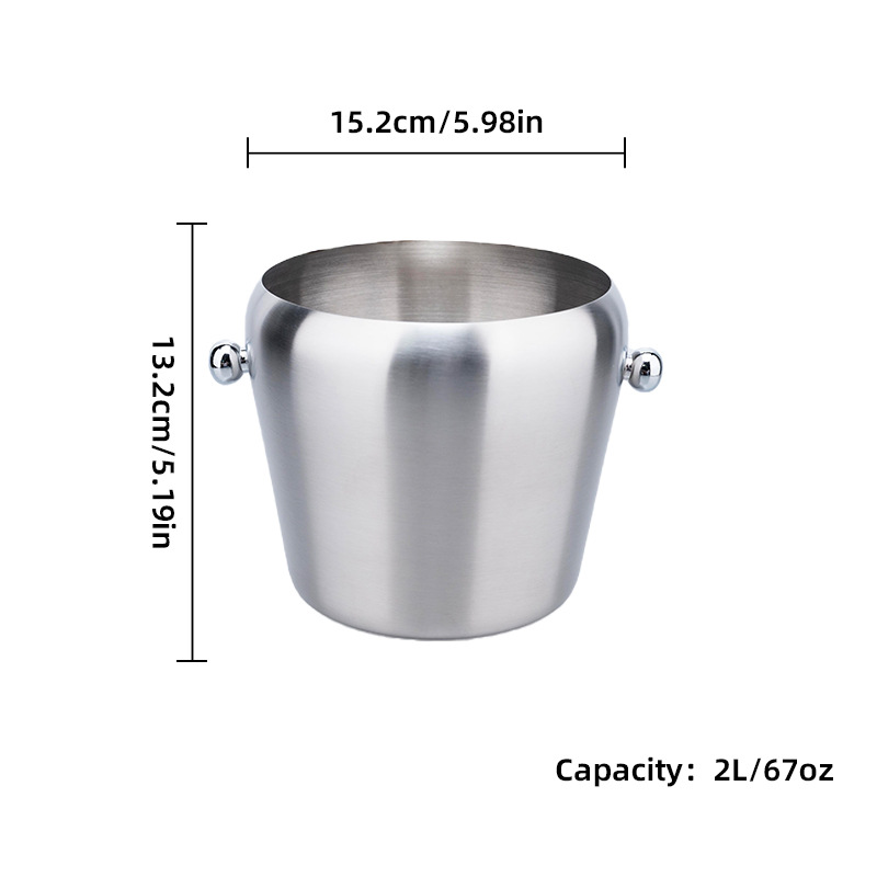 Cubo de hielo portátil de acero inoxidable, aislado, para bar, KTV, cerveza y champán