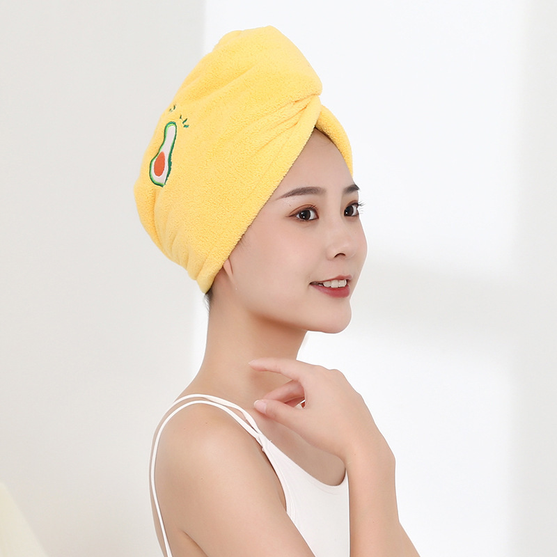 髪の帽子の卸売りの女性は厚い二重の快適な髪のサンゴの綿毛の漫画の刺繍のシャワーの帽子の吸水のタオルのスカーフを厚くします。|undefined