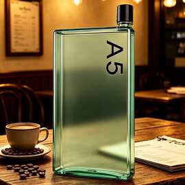A5 扁平轻薄透明水杯单层方形塑料便携上学水杯