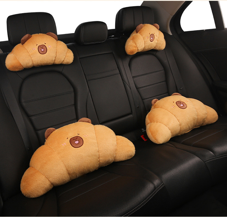 Plush Car Headrest Pillow, Neck Pillow, Cute Cushion, Car Seat Cushion, Cartoon Quirky Croissant Muscle Kt