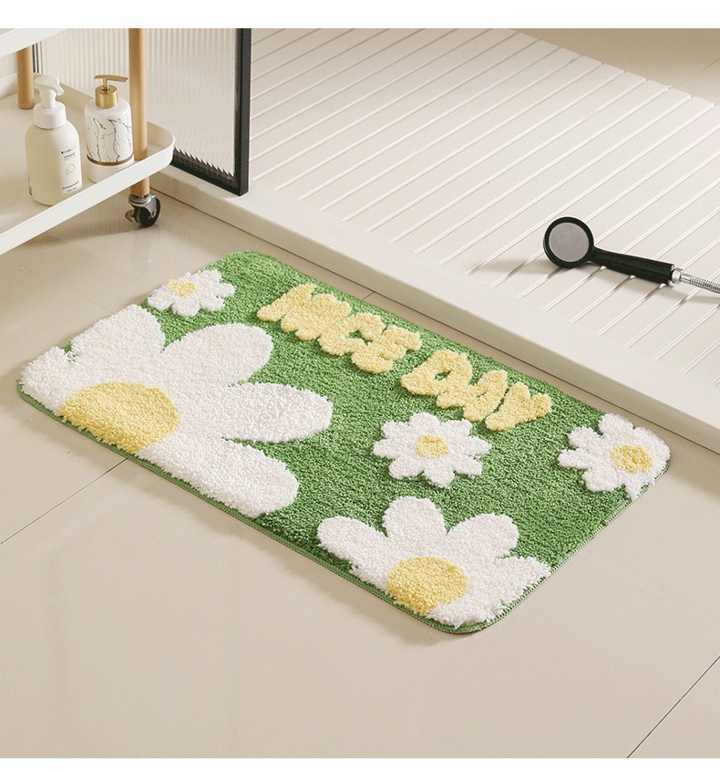 Cross-Border Flocking Floor Mat Tpr Non-Slip Microfiber Bathroom Absorbent Mat Door Mat Creative Carpet Customized with Pictures