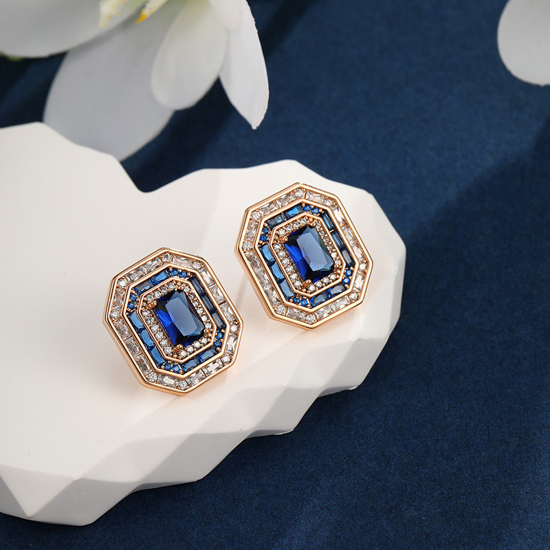 Xuping joyería de moda transfronteriza color artificial gemas pendientes rectangulares pendientes nicho de alta calidad temperamento pendientes