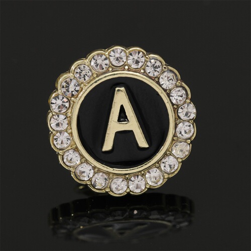 Amazon New Arrival Round Diamond Pendant Pin for Men Creative 26 Styles English Alphabet Suit Business Badge Cufflinks Set
