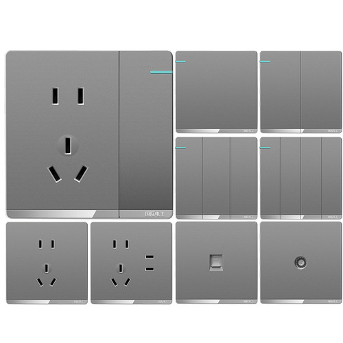International electrician switch socket type 86 household gray one open 5 five hole USB porous wall concealed panel wholesale