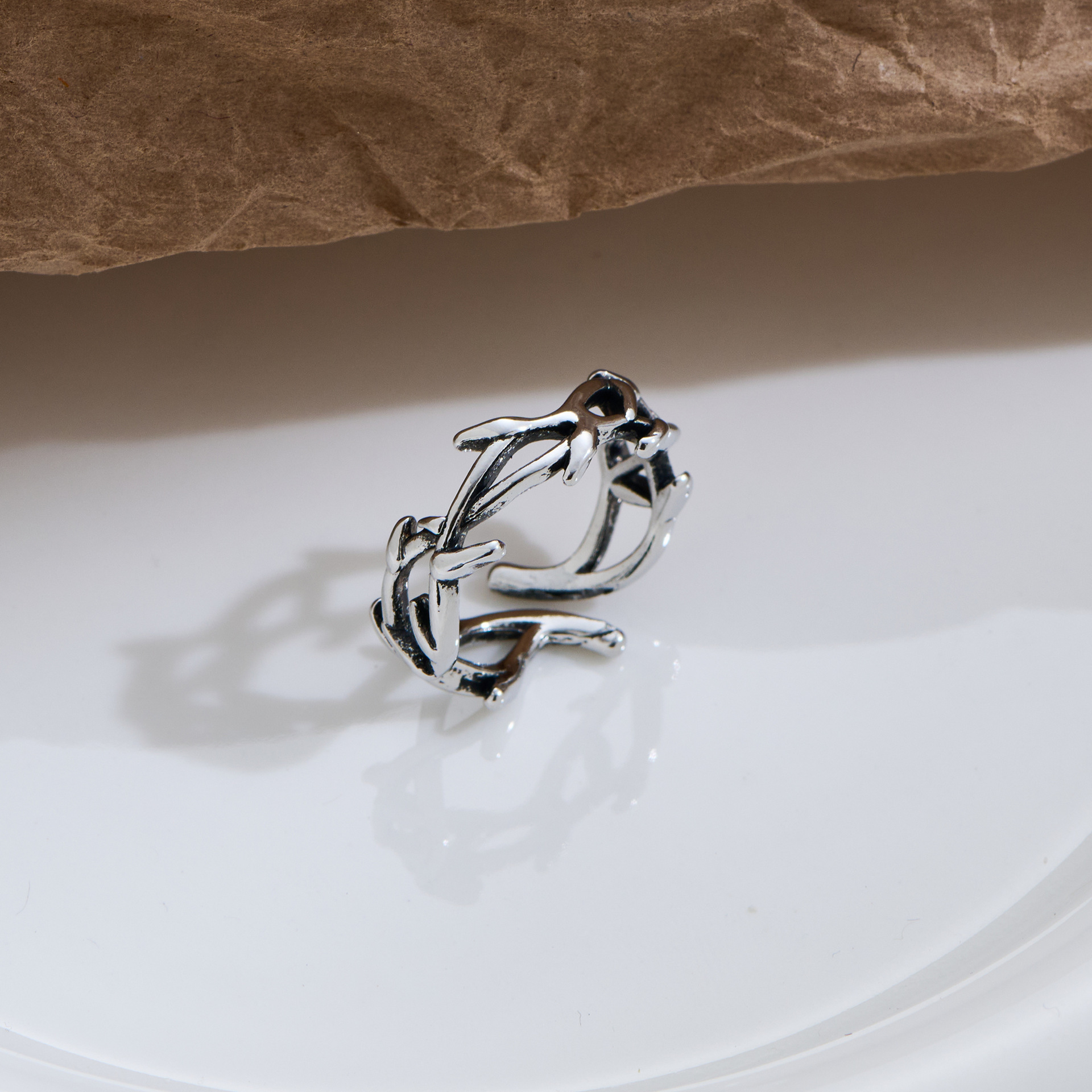 Silver Retro Thorn Open Ring For Men Trendy Hip Hop Style Jewelry_voghion.com