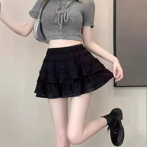 Spring Japanese sweet ballet style soft girl lace cake skirt for women design niche puff short skirt