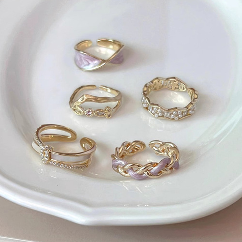 Enamel decorative ring female niche design high-end fugitive princess mother-of-pearl index finger ring girl bestie