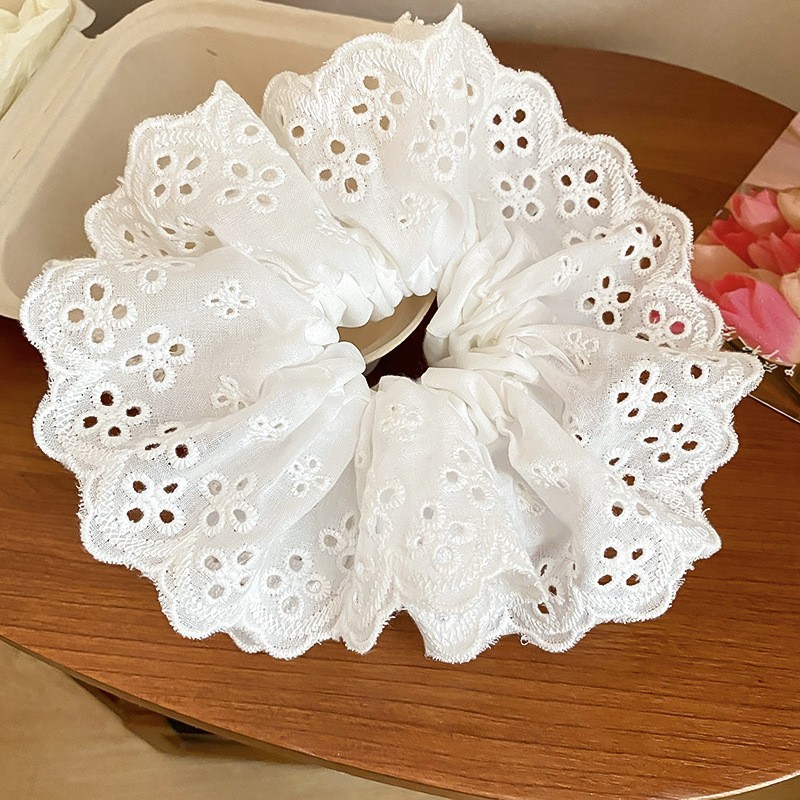 Encaje lazo para el cabello de intestino grueso de doble capa ins coreanos cuerda para el cabello de intestino grueso fresco y dulce en la parte posterior de la cabeza accesorios para el cabello femenino