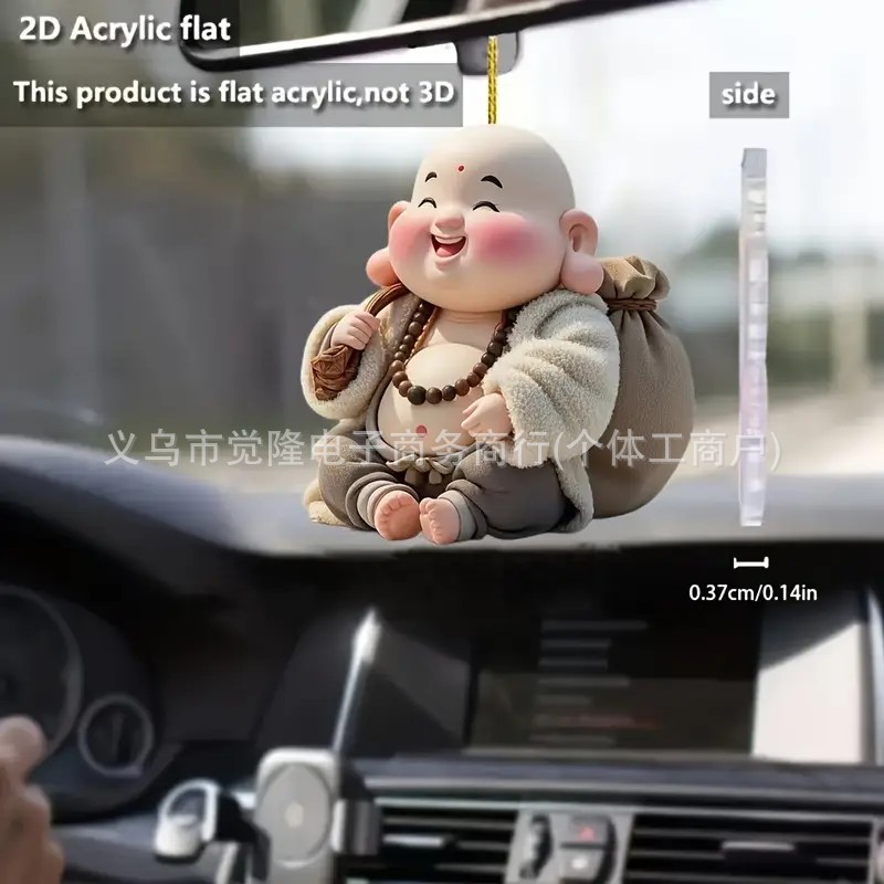 2D creativo nuevo estilo de decoración de vacaciones de Buda gordo pequeño colgante de automóvil transfronterizo colgante de espejo retrovisor colgante de llaver colgante