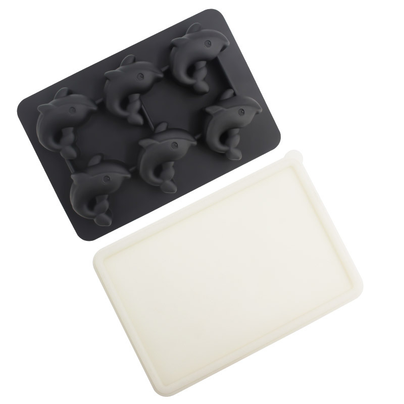 Whisky transfronterizo de dibujos animados rejilla de hielo de silicona molde de hielo con tapa molde de hielo para hockey sobre hielo caja de almacenamiento de hielo para el hogar en stock