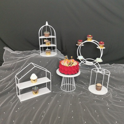 Decoración de mesa de postre de estilo europeo soporte de exhibición bandeja de pastel Decoración de mesa de boda traje creativo té de la tarde Merienda soporte image 11