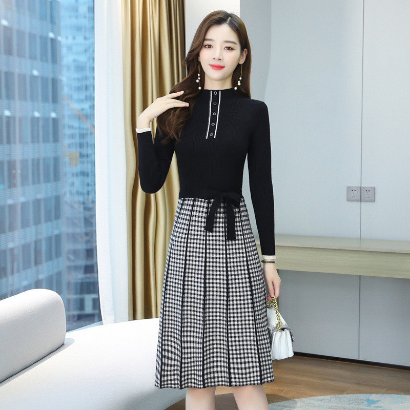 2022autumn and winter New knitted dress women's spring and autumn clothing elegant long over-the-knee bottoming skirt with overcoat skirt 2022autumn and winter New knitted dress women's spring and autumn clothing elegant long over-the-knee bottoming skirt with overcoat skirt