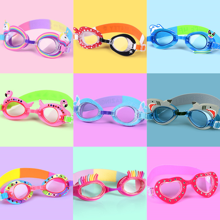 国境を越えた子供のかわいいアニメシリコンアニメ水泳眼鏡プール男女児童水泳訓練潜水装備