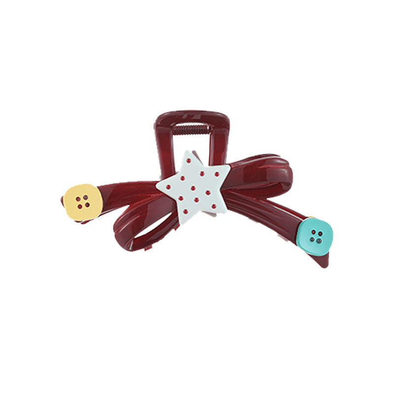 Diversión de contraste de color ondulado punto estrella agarrar clips de botón de arco grande clips de tiburón medio clip de cabello agarrar el cabello