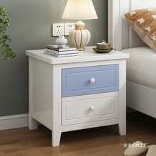 美式烤漆简约床头柜现代实木迷你收纳柜轻奢卧室储物小柜整装北欧