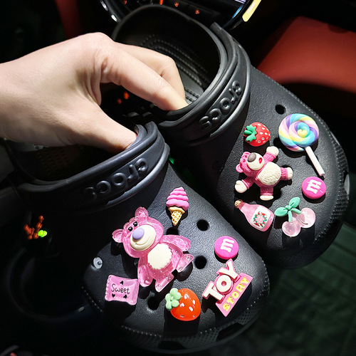 Strawberry Bear Series Crocs Accessories Shoe Flower Cross Decorative Buckle Accessories Shoe Buckle