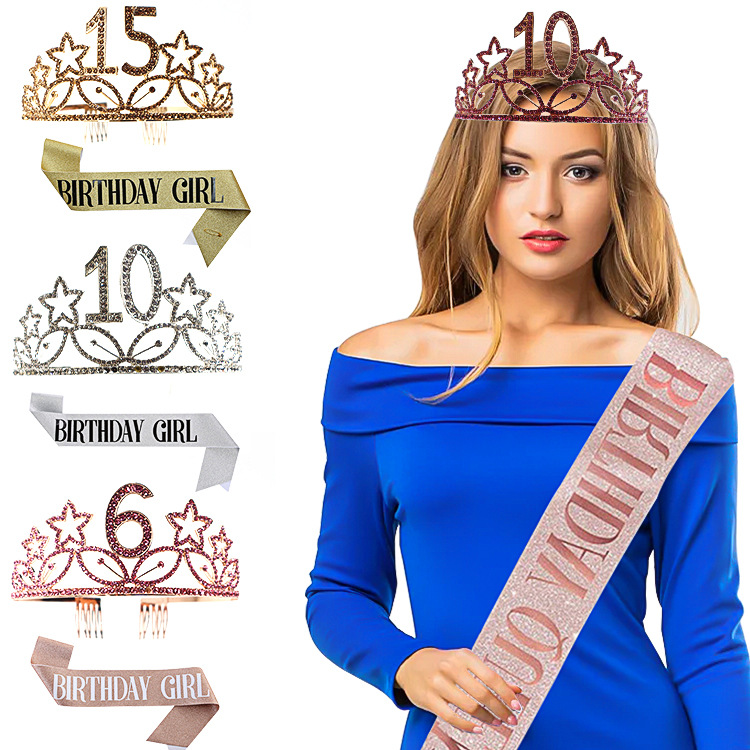 Accesorios para el cabello con corona de metal de alta gama europeos y americanos para cumpleaños y aniversarios, con estrellas de diamantes de colores, corona para fiestas y accesorios de disfraces de películas.