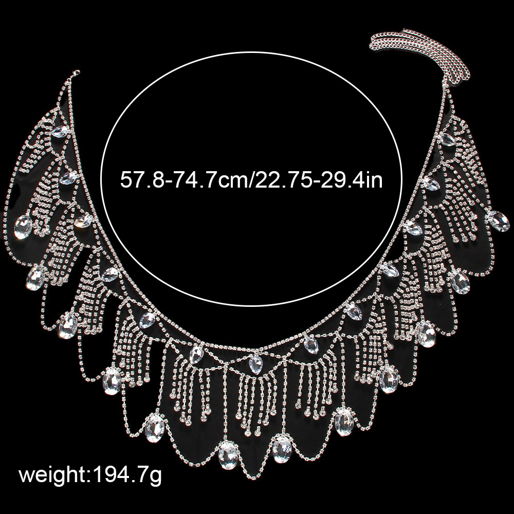 European and American bridal wedding rhinestone shoulder chain necklace female sexy multi-layer tassel body chain jewelry body chain
