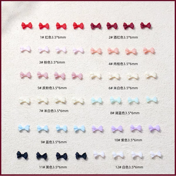 Mini Bow Nail Art Decorations, Cute Resin Rhinestones, Ribbon Bow Tie, Wearable Nail Accessories, DIY Materials, Small Accessories