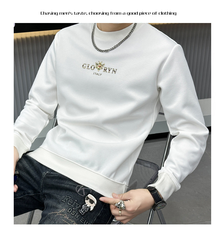 2023 nuovo maglione lungo autunno e inverno camicia inferiore da uomo stampata girocollo di fascia alta alla moda_voghion.com