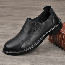 现货头层牛皮男士皮鞋新款套脚百搭商务休闲鞋一脚蹬男鞋真皮