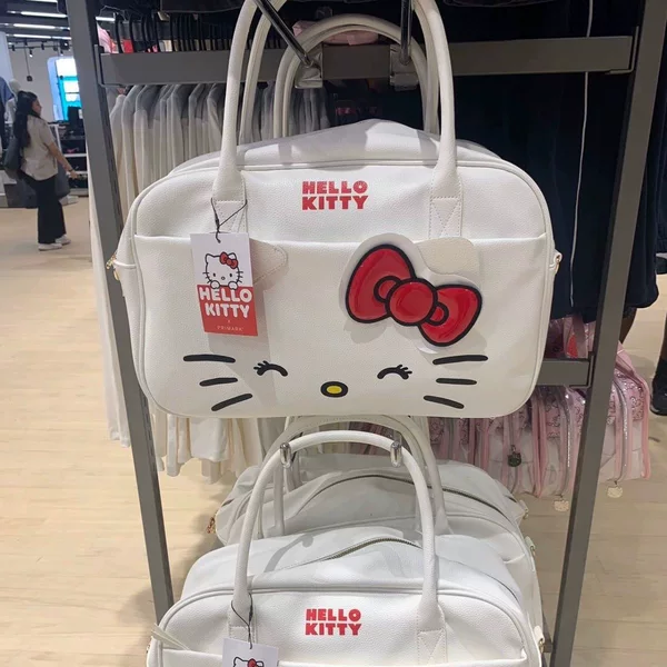 HelloKitty Cartoon Cute Katie Shoulder Portable Gym Bag Oblique Bow Travel Bag Gym Bag