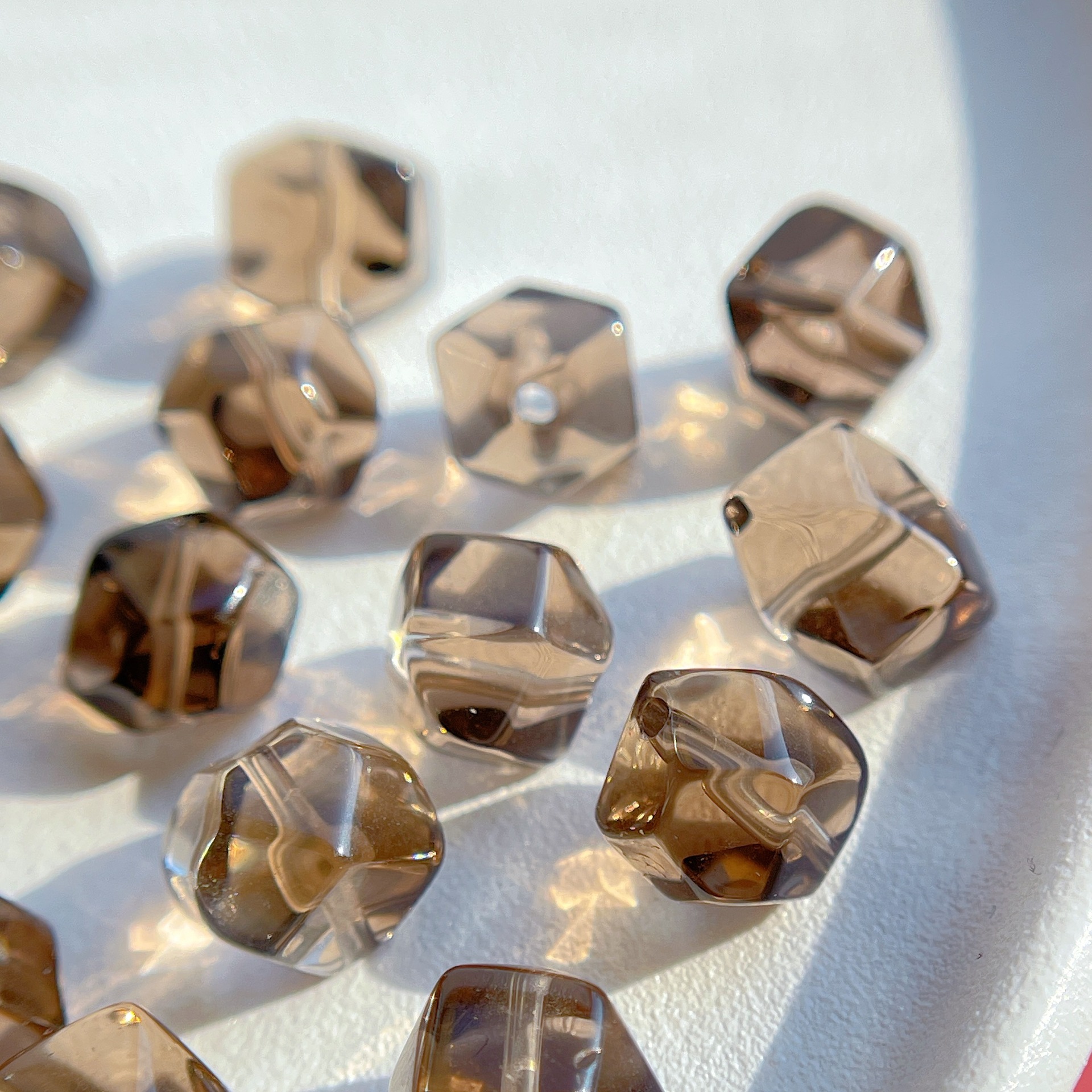 Natural Tea Crystal DIY Jewelry Accessories Single Beads Accompanying Faceted Loose Beads Spacer Crystal Jewelry Bracelets with Beads