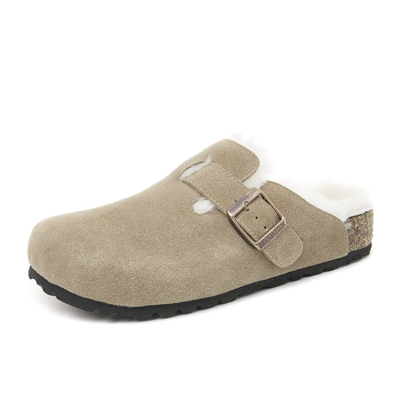 2025 новый интернет-знаменитость супер жаркие обувь Birkenstock с толстой подошвой и Velvet Toe, осень-зима, хлопковые тапочки для женщин