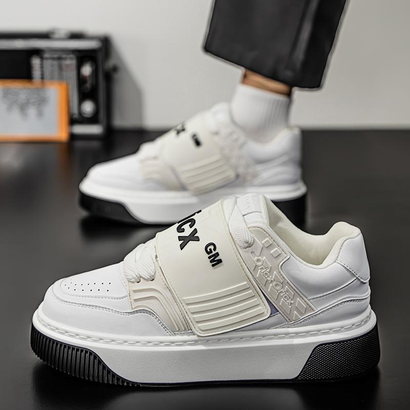 Una pieza de zapatos de hombre verano nueva tendencia casual zapatos de skate con velcro versión coreana de zapatos blancos deportivos de suela gruesa