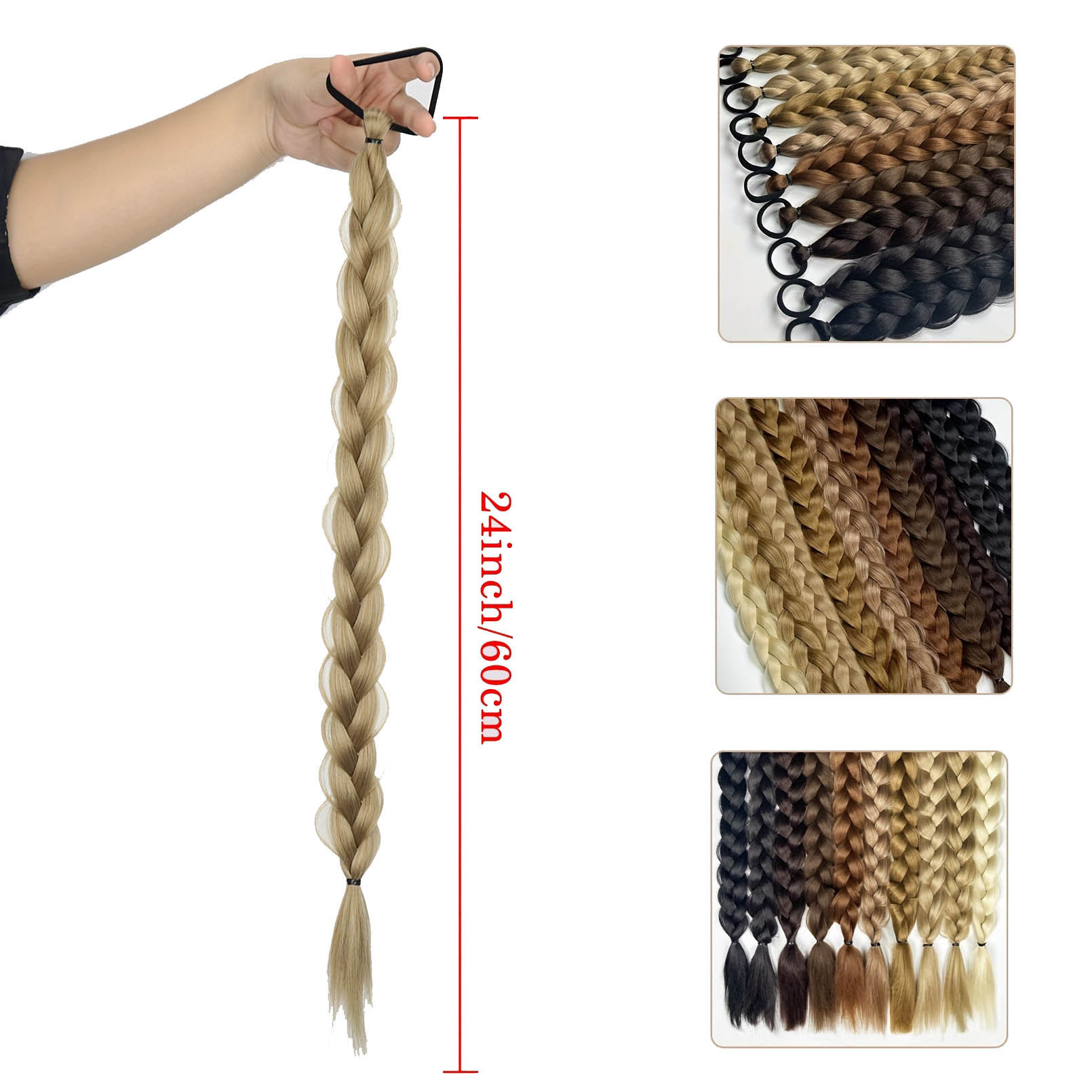 Trenzas largas de cola de caballo con banda elástica extensión de cabello sintético para uso diario accesorios de cabello de fiesta