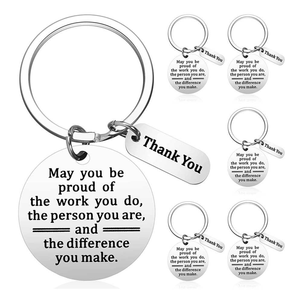 Amazon caliente-venta llavero de acero inoxidable alentar y agradecer a colegas amistad regalo de Acción de Gracias de Navidad