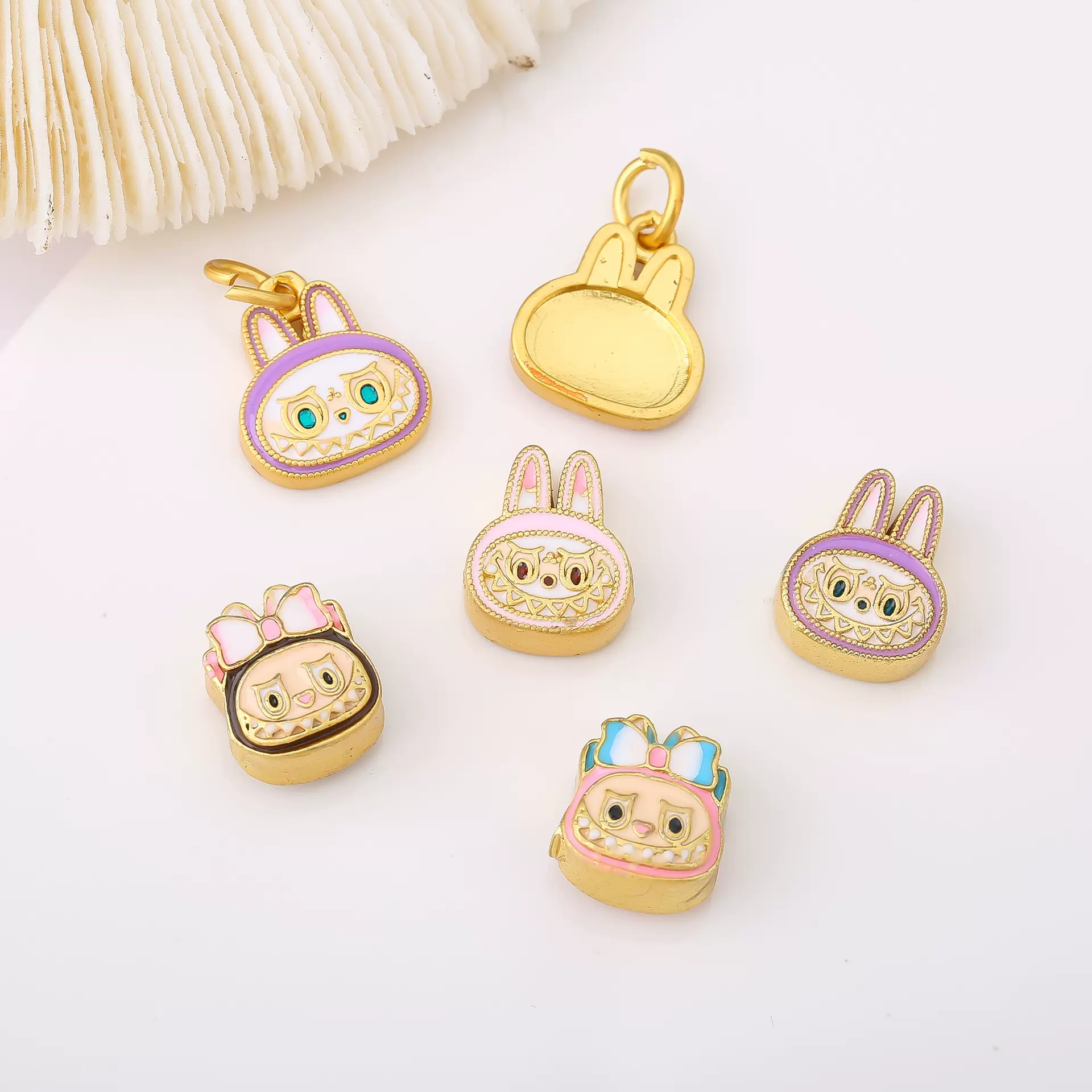 古法金沙金保色滴油卡通拉布布隔珠吊坠挂坠DIY手链项链串珠配饰