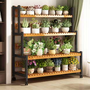 Outdoor balcony flower rack multi-layer plant fleshy flower pot rack movable indoor flower rack storage rack a batch