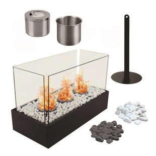 Cross-Border Hot-Selling Rectangular Three-Hole Alcohol Stove Indoor Desktop Tabletop Ethanol Real Fire Fireplace Portable Heating