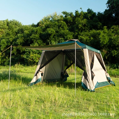 Awning, Rainproof, Sunproof, Uvproof, Çadırlar - dark-green-khaki-pergola-4-sided-cloth-1-pair-of-hall-poles-more-than-8-people
