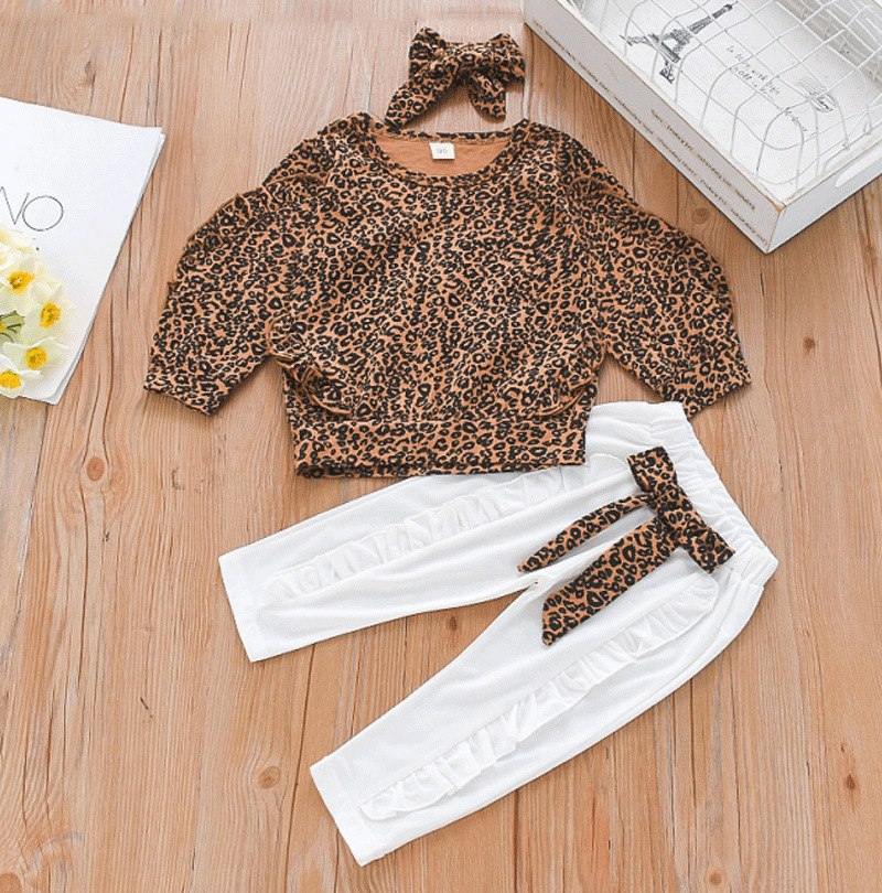 Fashion Leopard Printing Cotton Girls Clothing Sets display picture 1