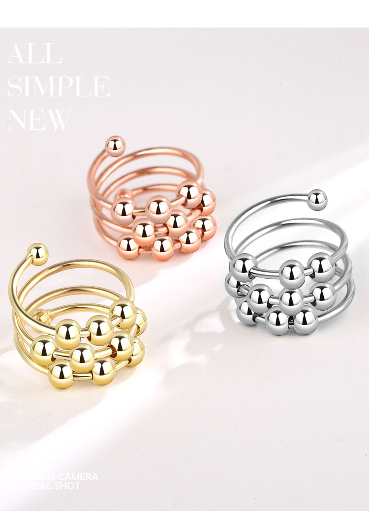 Wholesale IG Style Simple Style Geometric Copper Plating Open Rings Anxiety Ring display picture 1