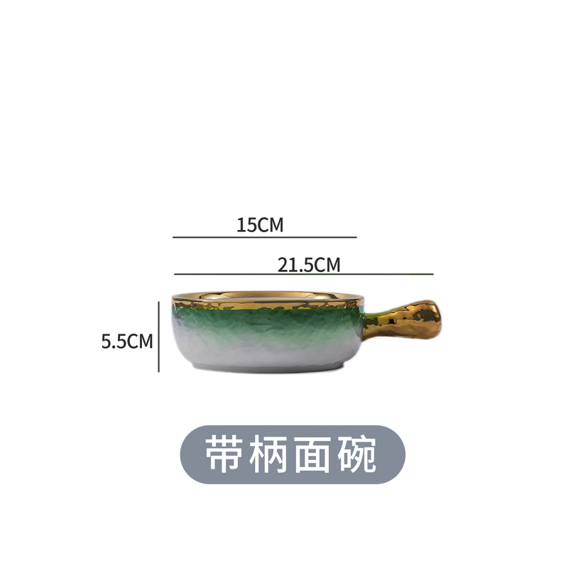 Nordic horno de arroz al horno tazón de cerámica tazón de ensalada de frutas tazón de desayuno hogar hornear sola manija placa de hornear Placa de raqueta de oscilación